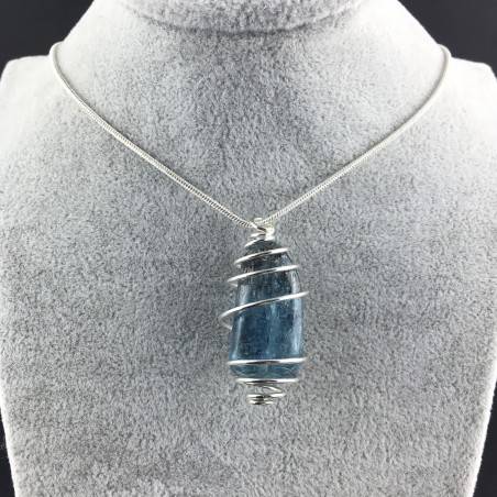 Ciondolo CIANITE BLU - TORO BILANCIA Zodiaco Spirale Placcato Argento A+-2