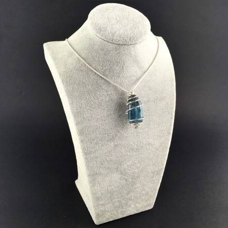 Ciondolo CIANITE BLU - TORO BILANCIA Zodiaco Spirale Placcato Argento A+-3