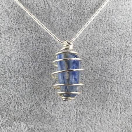 Ciondolo CIANITE BLU - TORO BILANCIA Zodiaco Spirale Placcato Argento A+-4