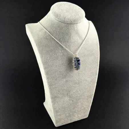 Ciondolo CIANITE BLU - TORO BILANCIA Zodiaco Spirale Placcato Argento A+-6