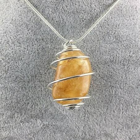 Ciondolo CALCITE MIELATA - VERGINE SAGITTARIO Zodiaco Spirale Placcato Argento-2