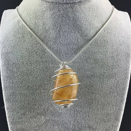 Ciondolo CALCITE MIELATA - VERGINE SAGITTARIO Zodiaco Spirale Placcato Argento-3