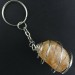 Honey CALCITE Keychain Keyring - VIRGO SAGITTARIUS Zodiac SILVER Plated Spiral A+-2