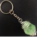 Rough OCTAHEDRON FLUORITE Keychain Keyring Hand Made on Silver Plated Spiral-1