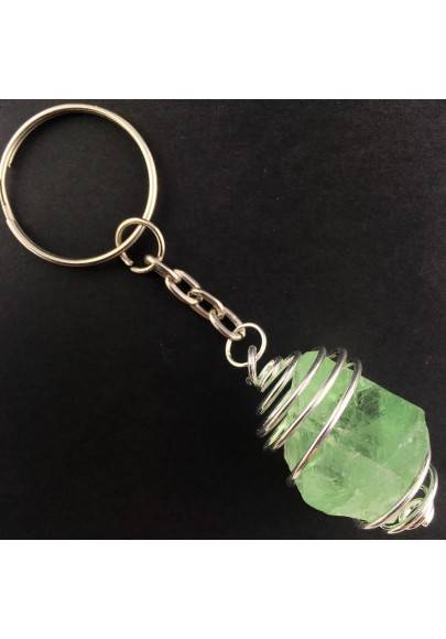 Porte-clés Fluorine OCTAÈDRE - CAPRICORNE Zodeaco Spirale Plaqué Argent A+-1