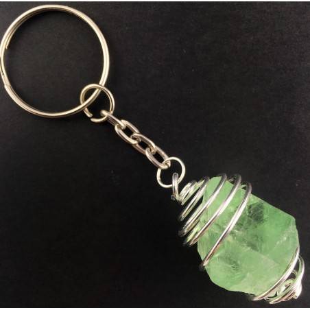 Porte-clés Fluorine OCTAÈDRE - CAPRICORNE Zodeaco Spirale Plaqué Argent A+-1