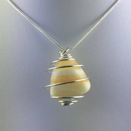 Ciondolo CALCITE GIALLA Montata Artigianalmente Spirale Placcato Argento A+-4