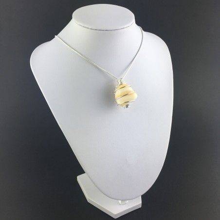 Ciondolo CALCITE GIALLA Montata Artigianalmente Spirale Placcato Argento A+-6
