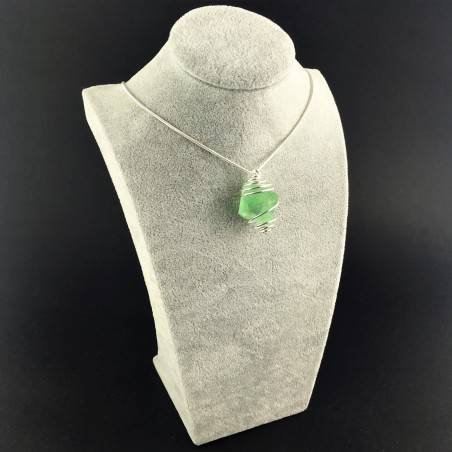Ciondolo FLUORITE OTTAEDRO Montata Artigianalmente Spirale Placcato Argento A+-3