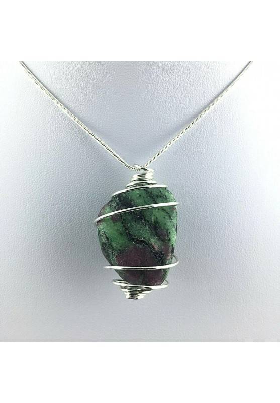 Ciondolo RUBY ZOISITE Montata Artigianalmente Spirale Placcato Argento Regalo A+-1