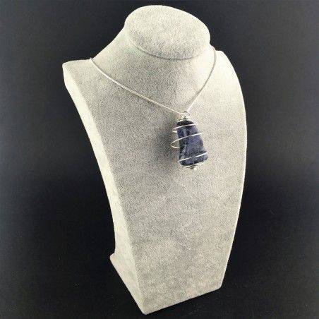 Pendant SODALITE Hand Made on Silver Plated Spiral Gift Idea A+-6