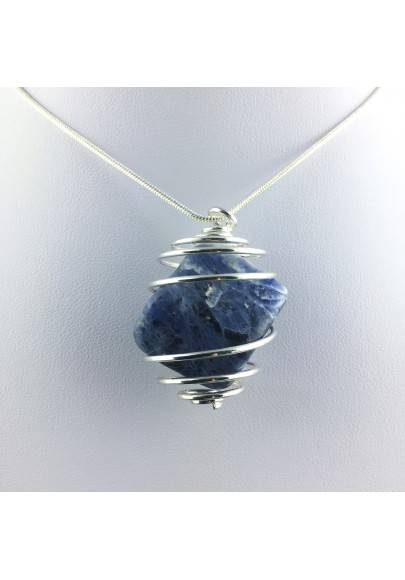 Ciondolo SODALITE - BILANCIA TORO CAPRICORNO Zodiaco Spirale Argento Regalo-1