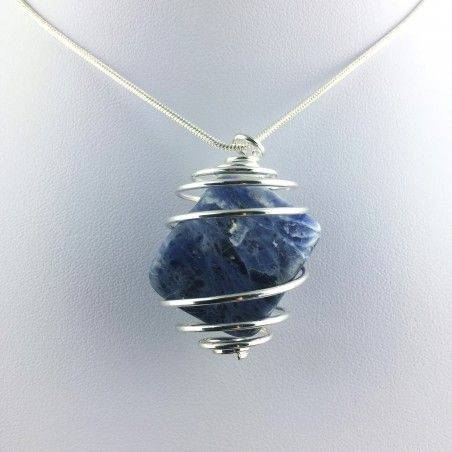 Ciondolo SODALITE - BILANCIA TORO CAPRICORNO Zodiaco Spirale Argento Regalo-1