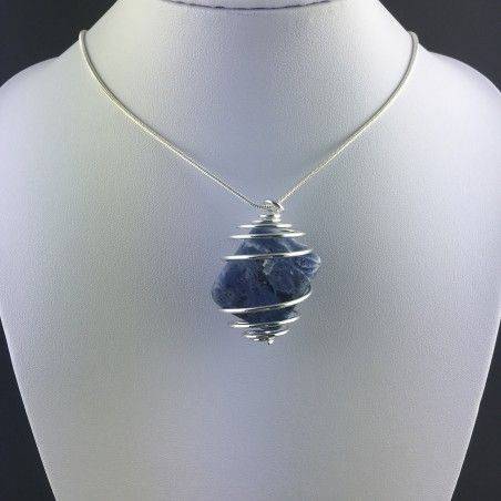 Ciondolo SODALITE - BILANCIA TORO CAPRICORNO Zodiaco Spirale Argento Regalo-2