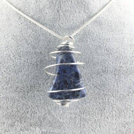 Ciondolo SODALITE - BILANCIA TORO CAPRICORNO Zodiaco Spirale Argento Regalo-4