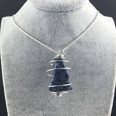 Ciondolo SODALITE - BILANCIA TORO CAPRICORNO Zodiaco Spirale Argento Regalo-5