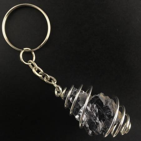 Rough GALENA Keychain Keyring Hand Made on Silver Plated Spiral A+-1