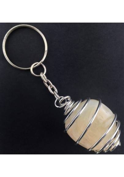 Portachiavi ADULARIA PIETRA DI LUNA - CANCRO Zodiaco Spirale Argento A+-1