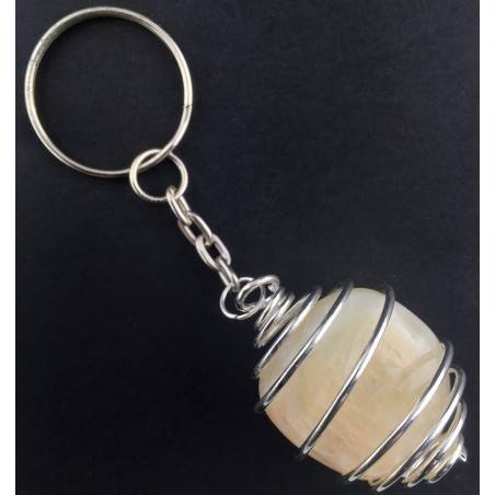 Portachiavi ADULARIA PIETRA DI LUNA - CANCRO Zodiaco Spirale Argento A+-1