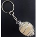 ADULARIA Moon Stone Keychain Keyring - CANCER Zodiac SILVER Plated Spiral A+-1