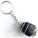 SUN STONE Blue Sand Tumbled Keychain Keyring Hand Made on Silver Gift Idea A+-2