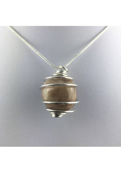Ciondolo ADULARIA PIETRA DI LUNA Montata Artigianalmente Spirale Argento Regalo-2