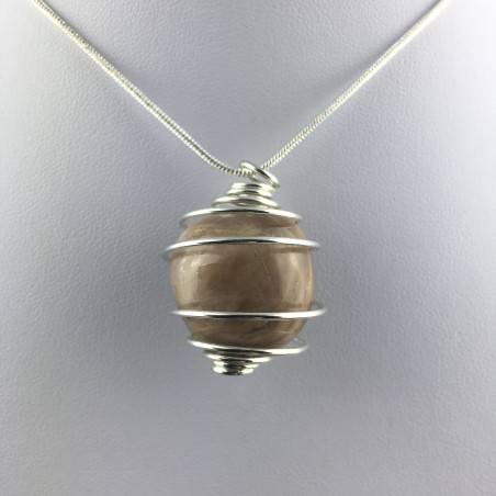 Ciondolo ADULARIA PIETRA DI LUNA Montata Artigianalmente Spirale Argento Regalo-2