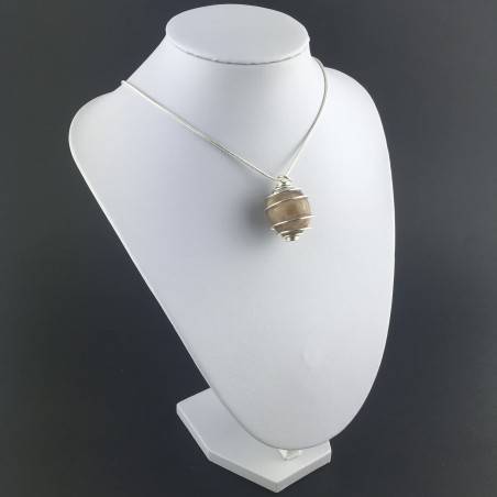 ADULARIA Moonstone Pendant Hand Made on SILVER Plated Spiral Crystal-4
