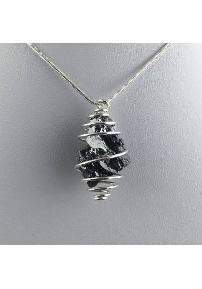 Pendant Rough GALENA - CANCER Zodiac Silver Plated Spiral Gift Idea A+-1