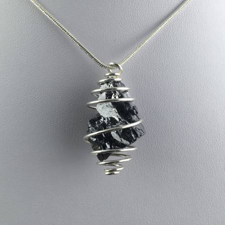 Pendant Rough GALENA - CANCER Zodiac Silver Plated Spiral Gift Idea A+-1
