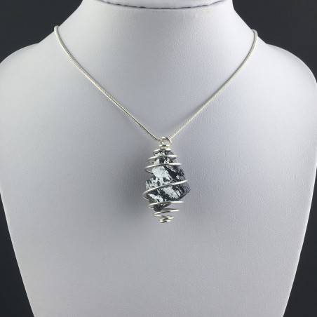 Pendant Rough GALENA - CANCER Zodiac Silver Plated Spiral Gift Idea A+-2