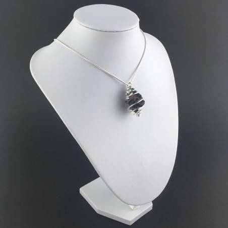 Pendant Rough GALENA - CANCER Zodiac Silver Plated Spiral Gift Idea A+-3