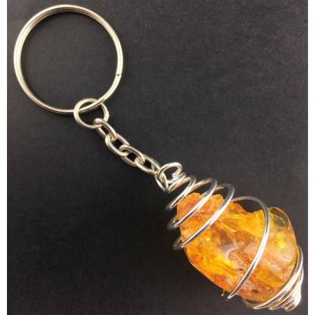 Portachiavi AMBRA Montata Artigianalmente Spirale Placcata Argento Regalo A+-1