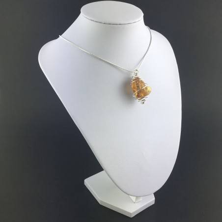 AMBER Pendant Hand Made on Silver Plated Spiral Gift Idea Minerals Chakra A+-3