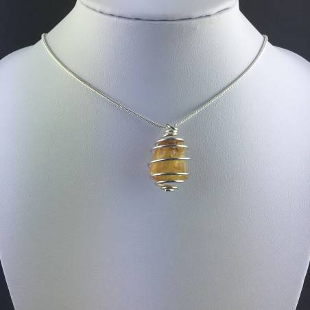 Ciondolo AMBRA Montata Artigianalmente Spirale Placcata Argento Regalo A+-5