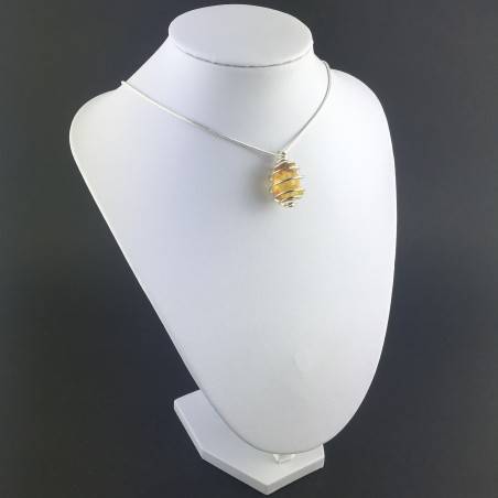 AMBER Pendant Hand Made on Silver Plated Spiral Gift Idea Minerals Chakra A+-6