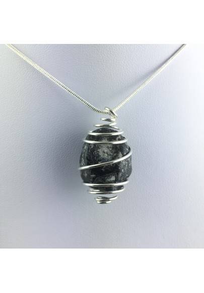 Pendentif Obsidienne LARME D'APACHE Fabriqué à la main Spirale Argent A+-1