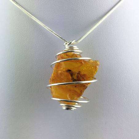 AMBER Large Pendant - LEO Zodiac Silver Plated Spiral Gift Idea A+-1