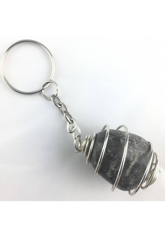 Portachiavi PIRITE Montata Artigianalmente Spirale Placcata Argento Regalo A+-1
