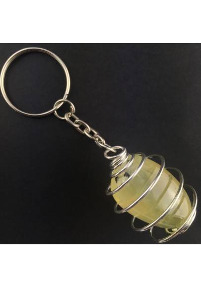 Porte-clés PRÉHNITE Fabriqué à la main Spirale Plaqué Argent Cadeau A+-1