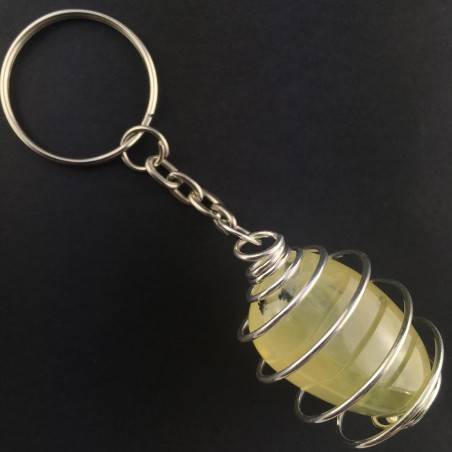 Porte-clés PRÉHNITE Fabriqué à la main Spirale Plaqué Argent Cadeau A+-1