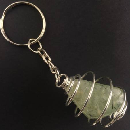 Porte-clés PRÉHNITE Fabriqué à la main Spirale Plaqué Argent Cadeau A+-2