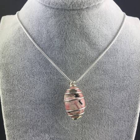 Pendentif dans RHODOCROSITE Fabriqué à la main Spirale Plaqué Argent A+-2