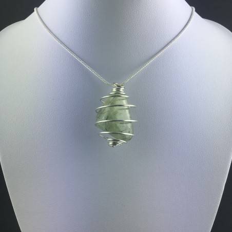 Pendant PREHNITE - ARIES SCORPIO Zodiac Silver Plated Spiral Gift Idea Healing A+-2