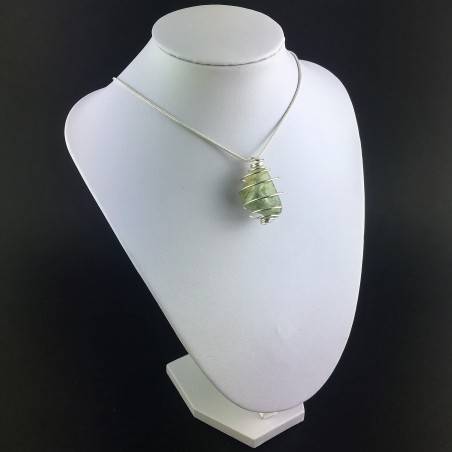Pendant PREHNITE - ARIES SCORPIO Zodiac Silver Plated Spiral Gift Idea Healing A+-3