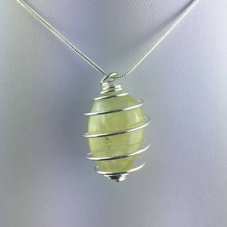 Pendant PREHNITE - ARIES SCORPIO Zodiac Silver Plated Spiral Gift Idea Healing A+-4