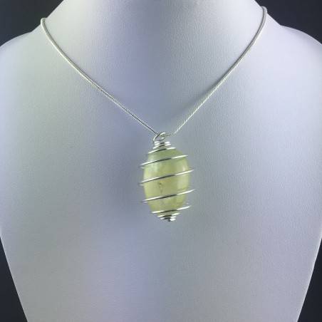 Pendant PREHNITE - ARIES SCORPIO Zodiac Silver Plated Spiral Gift Idea Healing A+-5