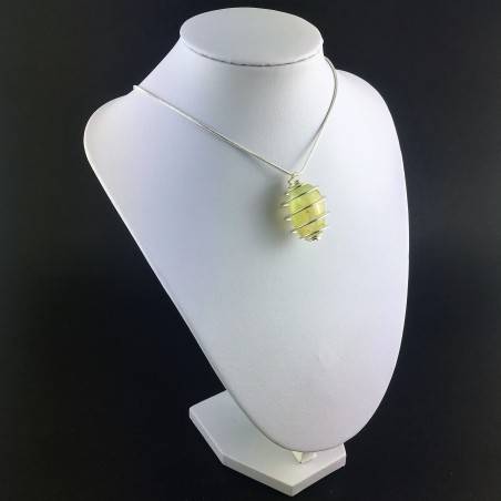 Pendant PREHNITE - ARIES SCORPIO Zodiac Silver Plated Spiral Gift Idea Healing A+-6