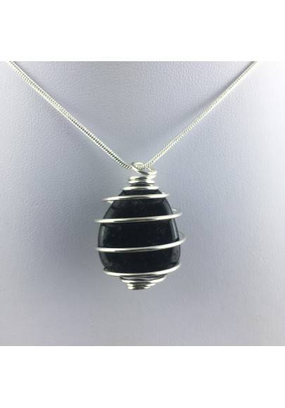 Colgante OBSIDIANA PLATEADA - GEMINIS LEO VIRGEN Zodiaco Espiral Plata-1