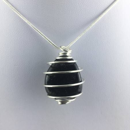 Colgante OBSIDIANA PLATEADA - GEMINIS LEO VIRGEN Zodiaco Espiral Plata-1